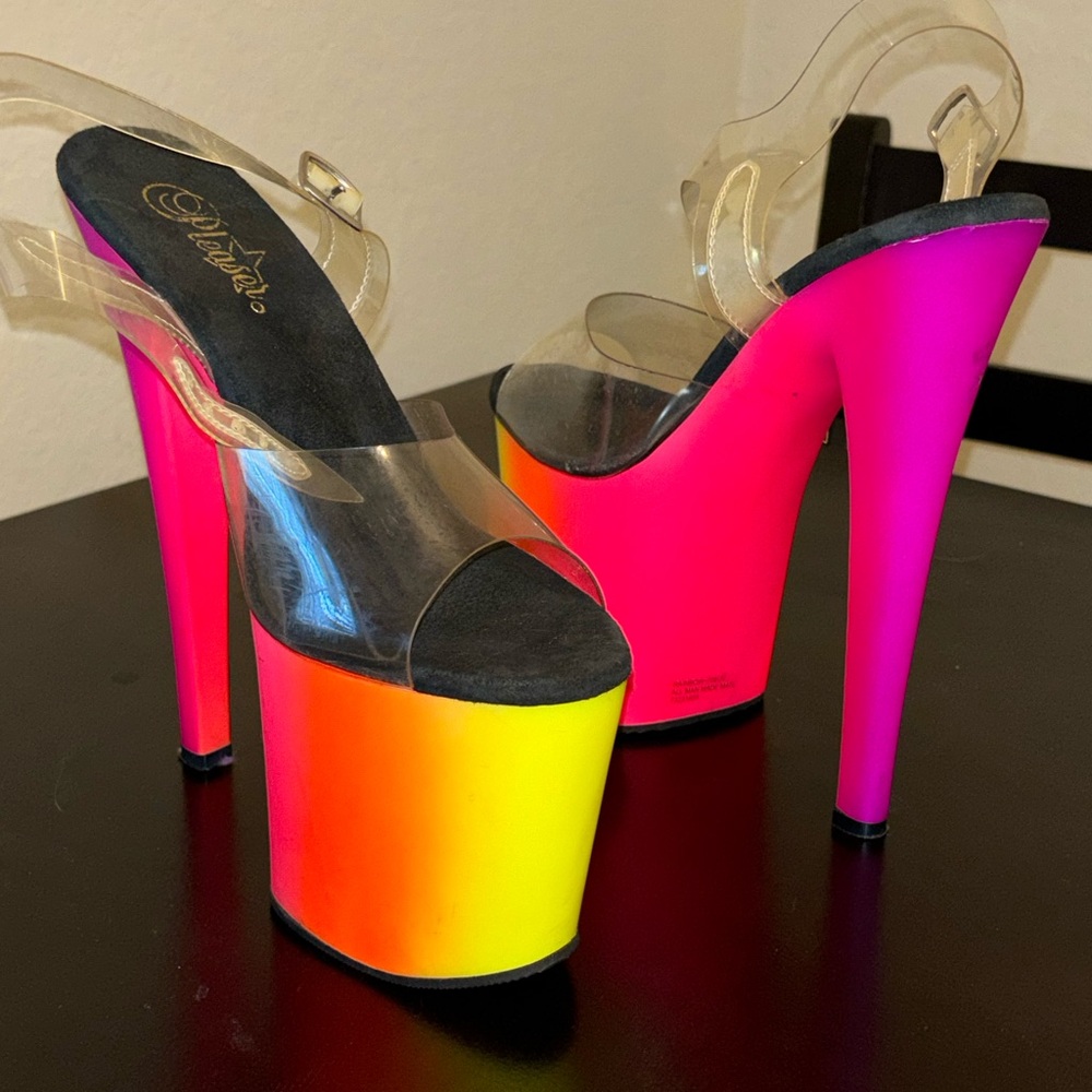 Pleaser neon size US 10 flamingo heels